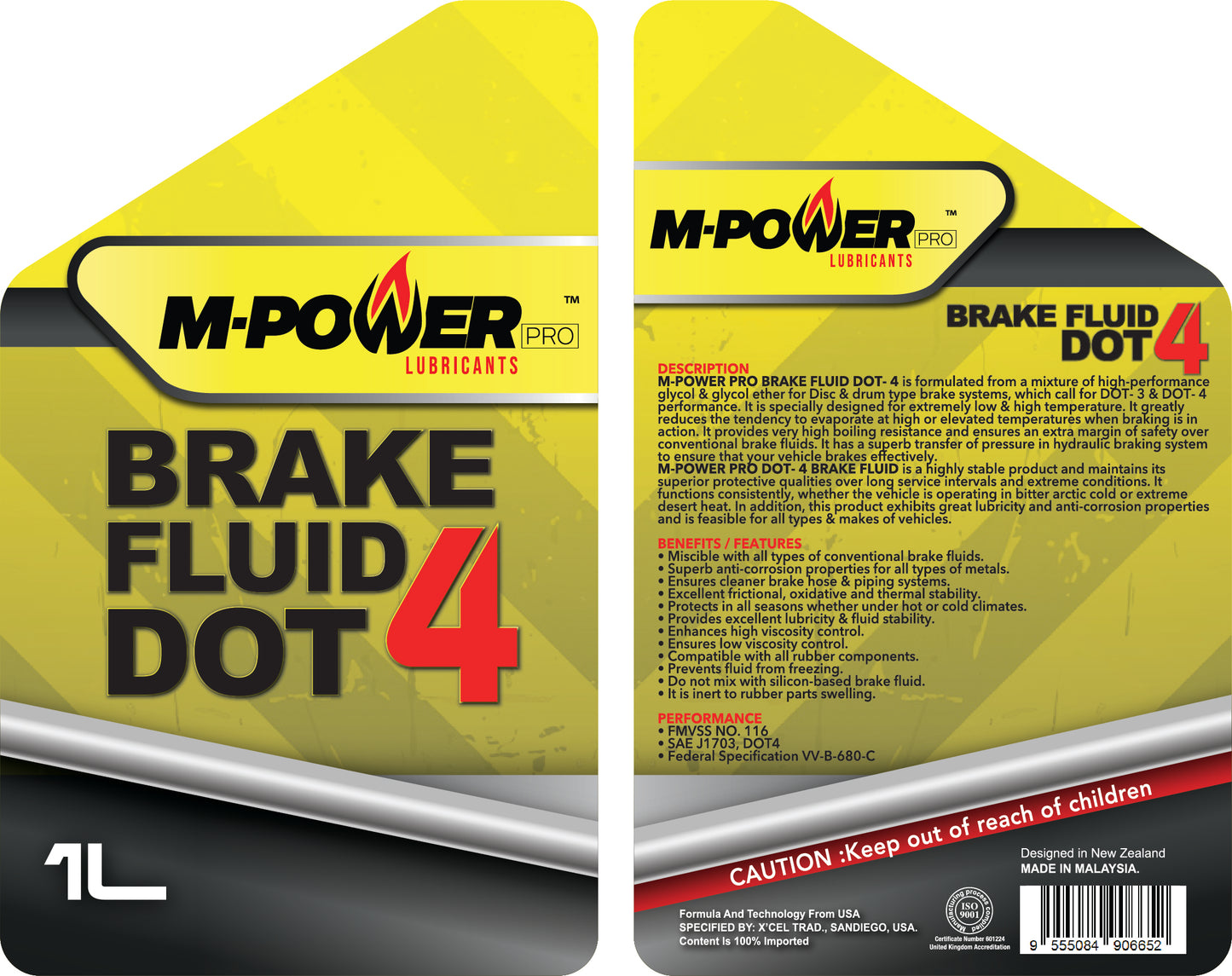 Brake Fluid DOT4 12x 1 Litre M-Power Pro